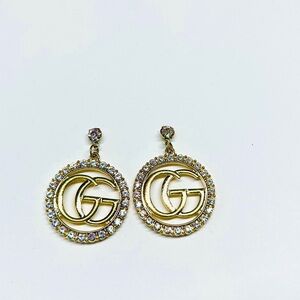 GG Logo Gold & Diamond Round Earrings